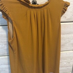 Adrianna Papell Mustard Polka Dot Blouse